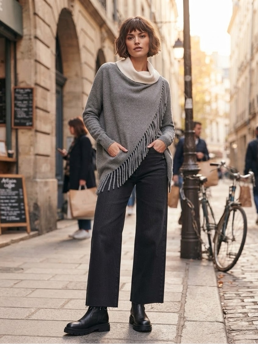 (#139) RAIN + ROSE Wool Blend Wrap Cardigan